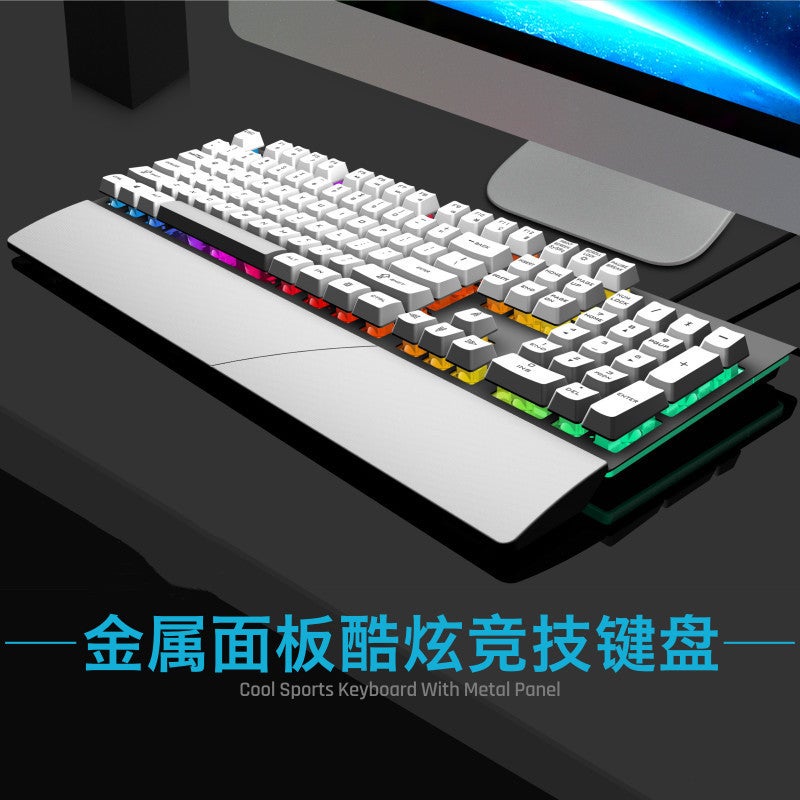 Eighteen Crossing Gk60 Metal Light-Emitting Wired Computer Game Keyboard With Hand Support Mechanical Feel Rgb Keyboard - Image 2